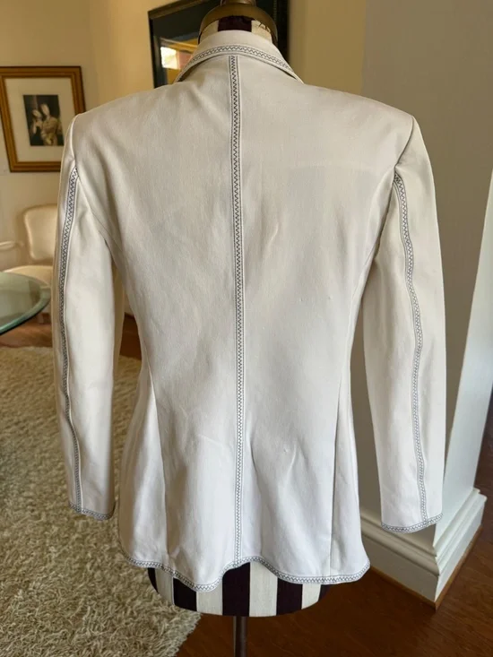 Escada Vtg Womens Suit EU 40 Cream Contrast Stitch Blazer Pants Quiet Luxury - Picture 4 of 16